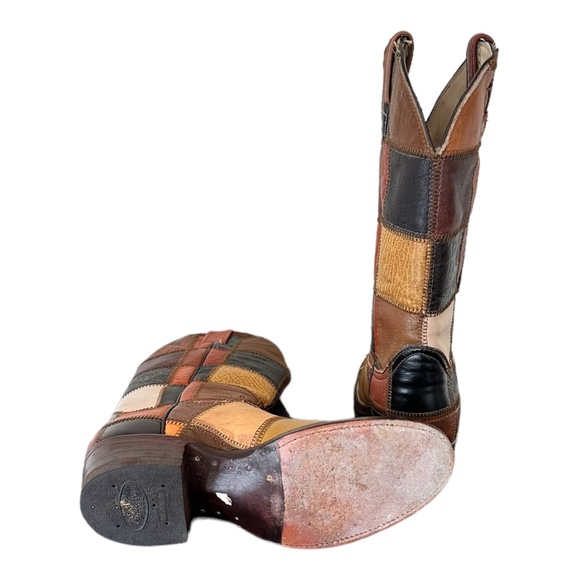 Size 6.5 Vintage Larry Mahan Genuine leather patch work western cowboy boots. - Picture 8 of 15